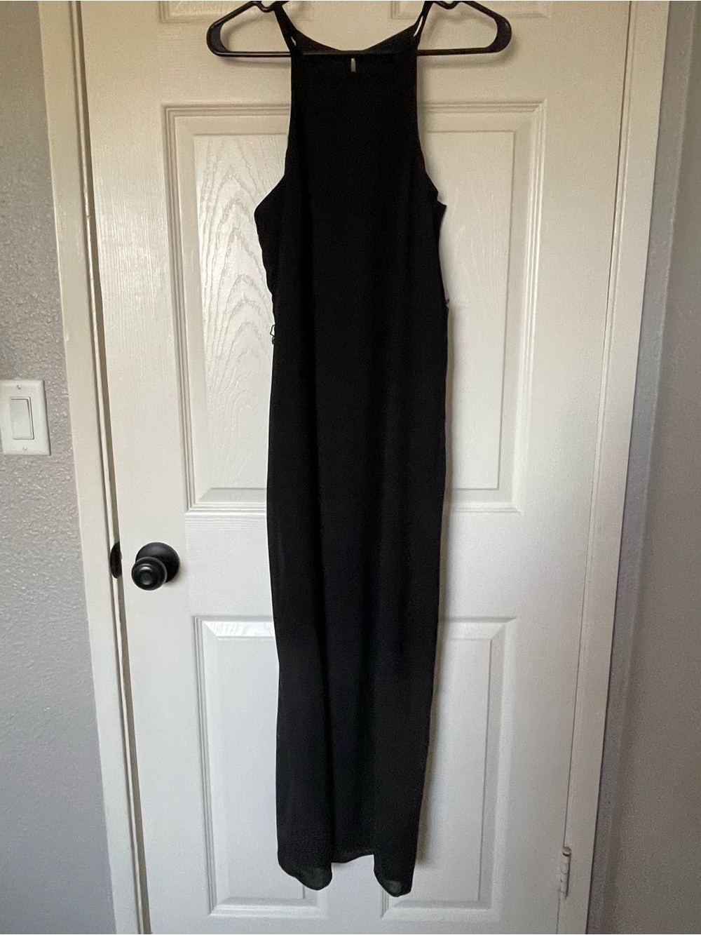 Classic Black Halter Maxi Dress - Women's Evening Dress